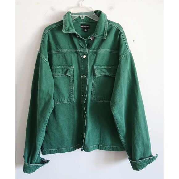 PRETTYLITTLETHING Green Denim Jacket - Size 2 - Picture 1 of 9